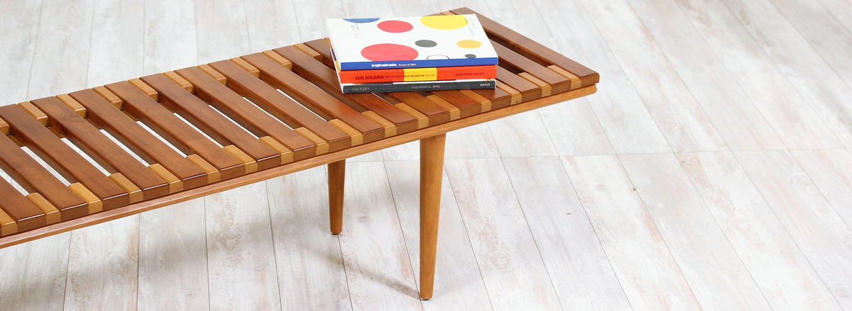 John Keal Slatted Bench for Brown Saltman
