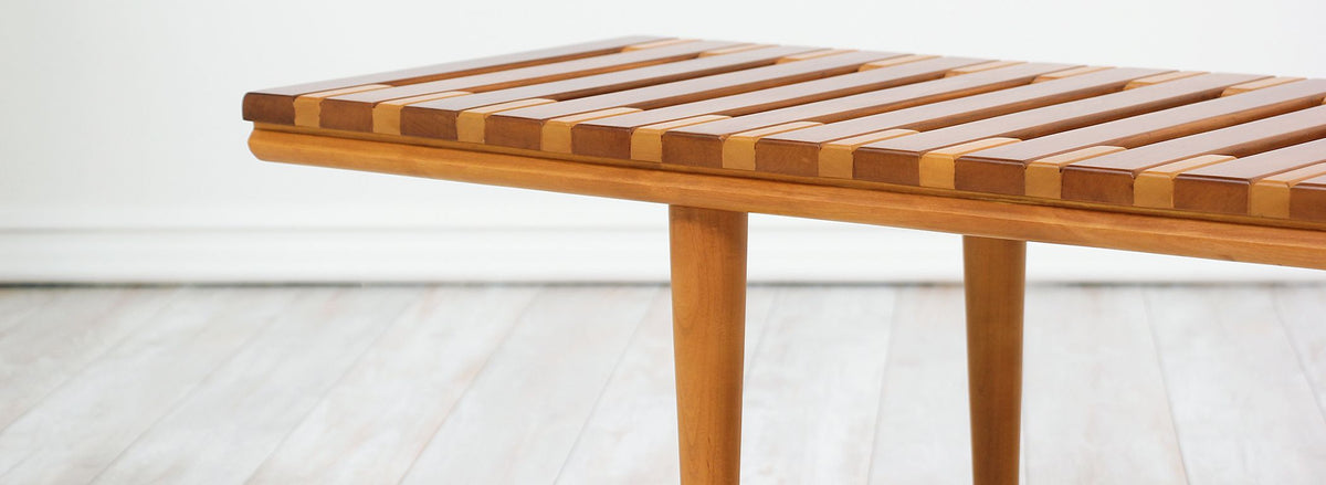 John Keal Slatted Bench for Brown Saltman