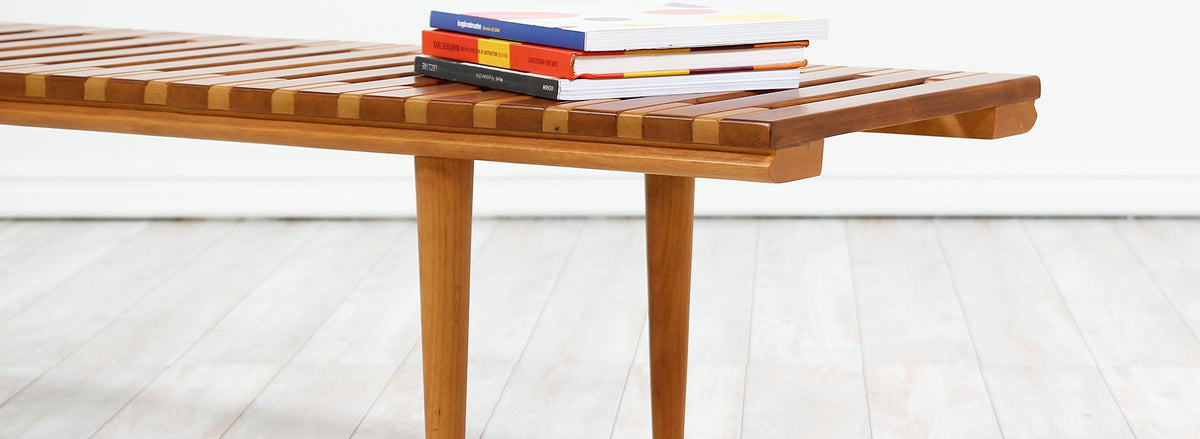 John Keal Slatted Bench for Brown Saltman