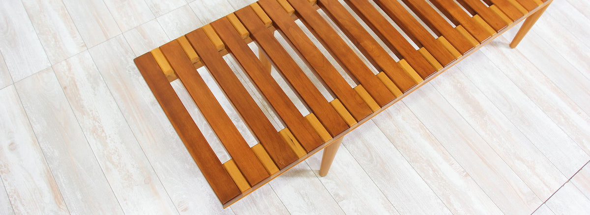 John Keal Slatted Bench for Brown Saltman