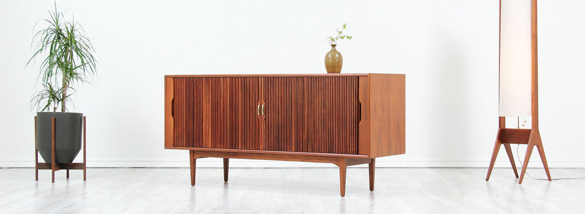 Kipp Stewart & Stewart McDougall `Declaration` Walnut Tambour-Door Credenza for Drexel 2