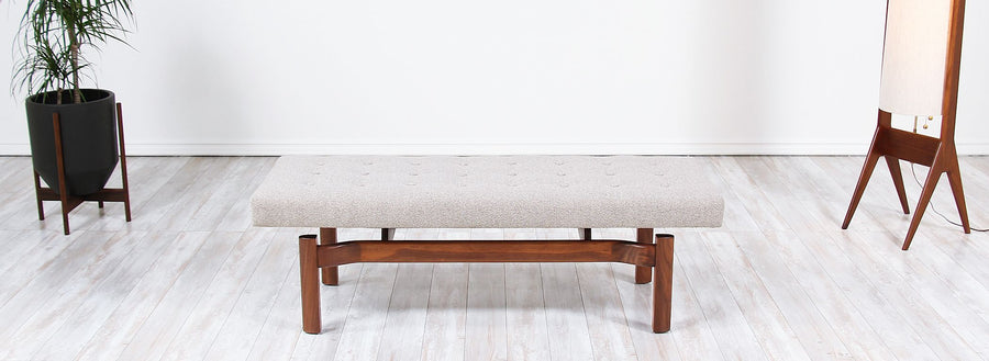 Mid-Century Modern Sculpted Floating Tufted Bench