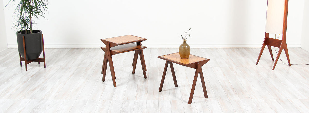 Bob Roukema Cork Top Nesting Tables for Jon Jansen
