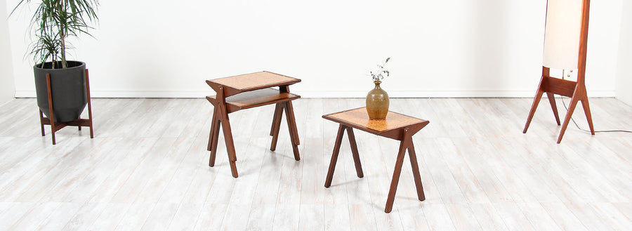 Bob Roukema Cork Top Nesting Tables for Jon Jansen