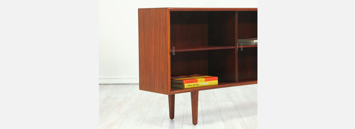 Danish Modern Rosewood & Glass Bookcase by H.P. Hansen 2