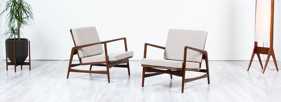 Ib Kofod-Larsen Reclining Lounge Chairs for Selig