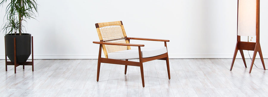 Hans Olsen Teak & Cane Lounge Chair for Juul Kristensen