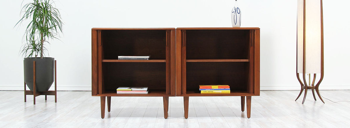 Mid-Century Modern Tambour-Door Cabinet by Barzilay