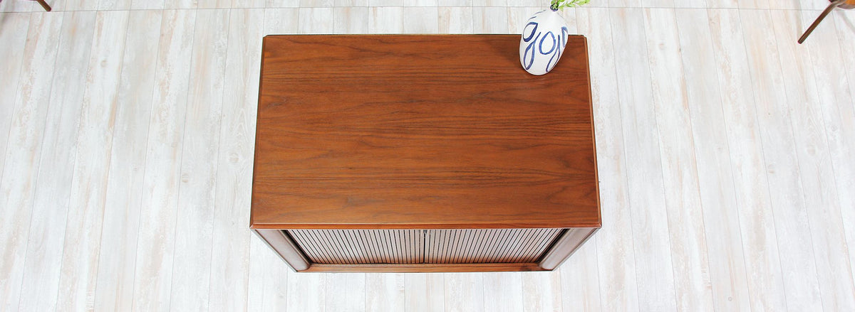 Mid-Century Modern Tambour-Door Walnut Cabinet by Barzilay 8