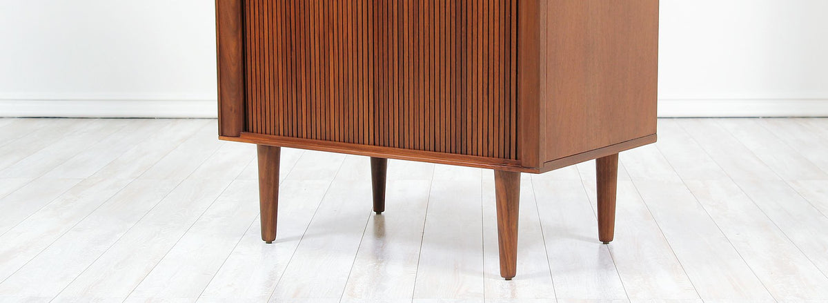 Mid-Century Modern Tambour-Door Walnut Cabinet by Barzilay 8