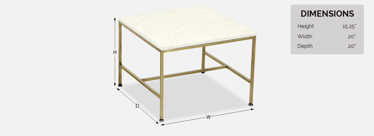 Paul McCobb "Irwin Collection" Carrara Marble & Brass Side Tables for Calvin Furniture
