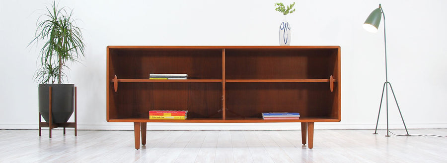 Danish Modern Teak & Glass Bookcase by Dyrlund