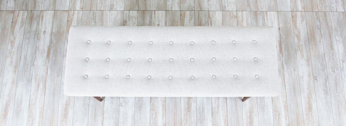 Mid-Century Modern Tufted Bench with Sculptural Base