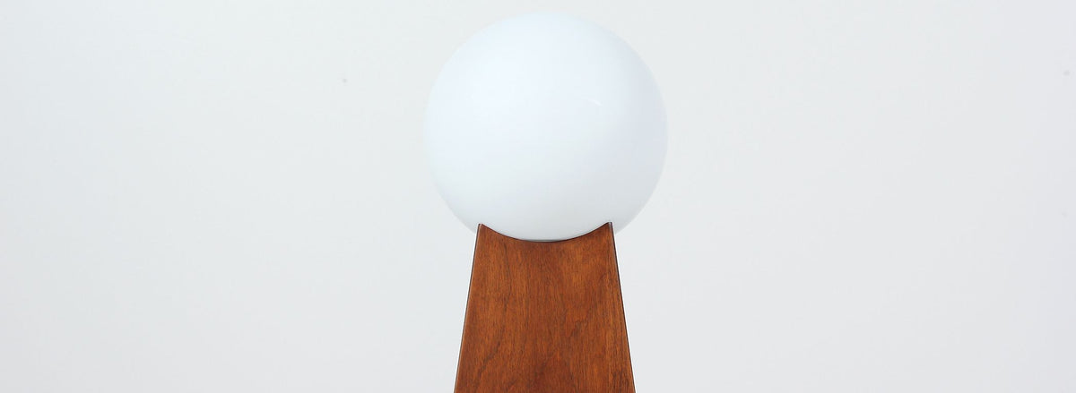 Mid-Century Modern Asymmetrical Table Lamps with Frosted Globes
