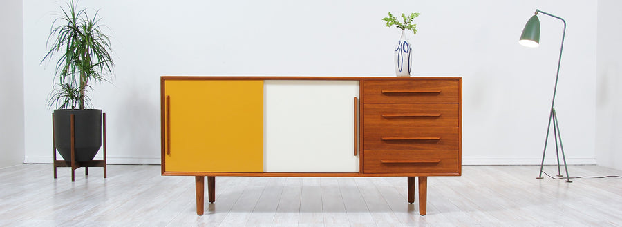 Danish Modern Lacquered & Teak Credenza