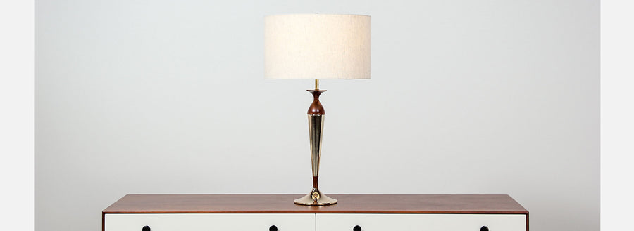 Tony Paul Walnut & Brass Table Lamp for Westwood Industries