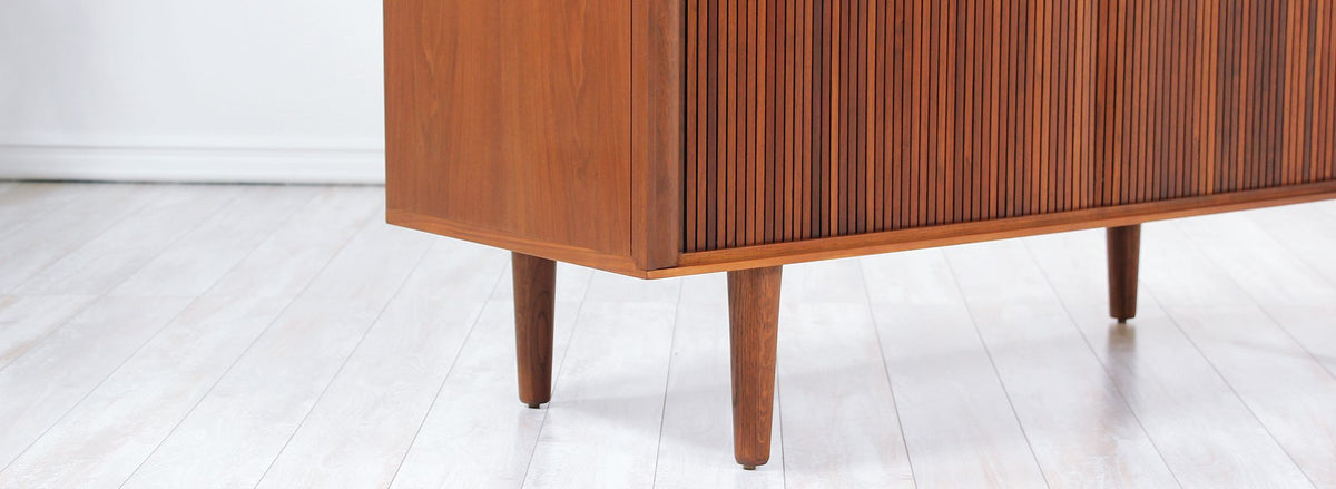 Mid-Century Modern Tambour-Door Walnut Credenza by Barzilay 2