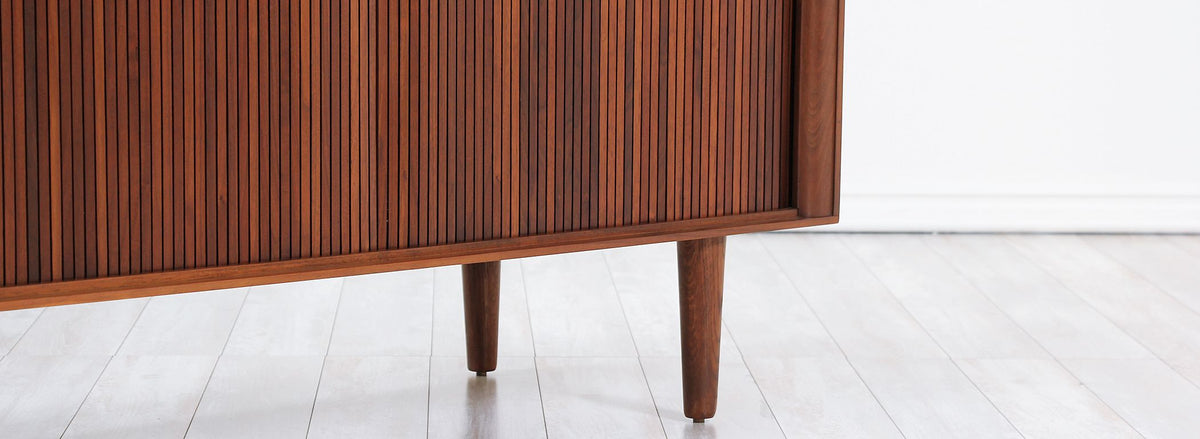 Mid-Century Modern Tambour-Door Walnut Credenza by Barzilay 2