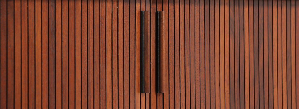 Mid-Century Modern Tambour-Door Walnut Credenza by Barzilay 2