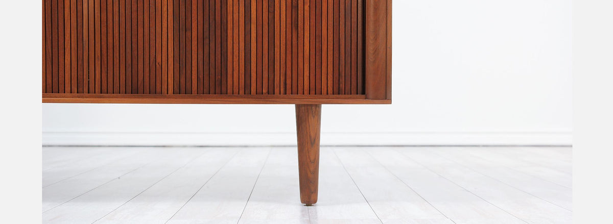 Mid-Century Modern Tambour-Door Walnut Credenza by Barzilay 2