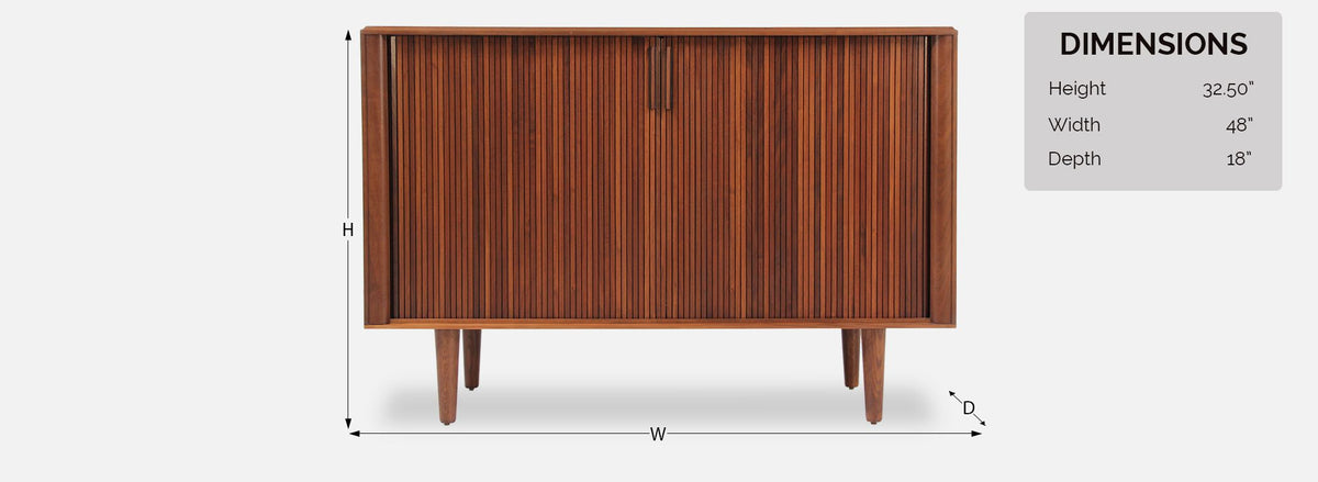 Mid-Century Modern Tambour-Door Walnut Credenza by Barzilay 2