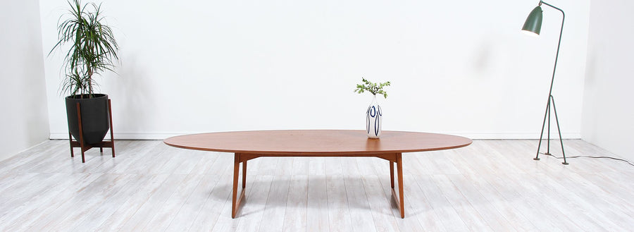 Danish Modern Teak Surfboard Style Coffee Table by Moreddi