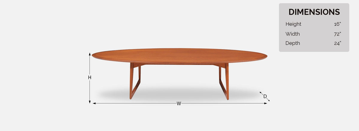 Danish Modern Teak Surfboard Style Coffee Table by Moreddi