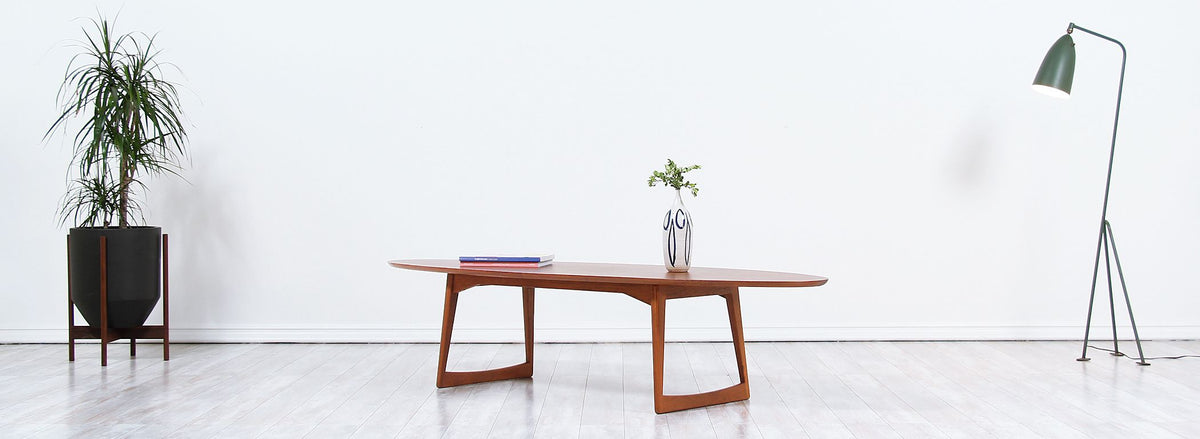 Danish Modern Teak Surfboard Style Coffee Table by Moreddi
