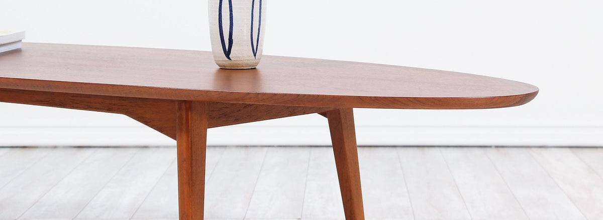 Danish Modern Teak Surfboard Style Coffee Table by Moreddi