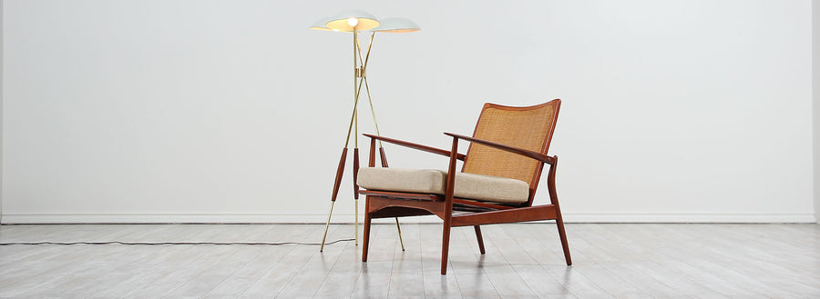 Gerald Thurston Brass Tripod Floor Lamp for Lightolier Co.
