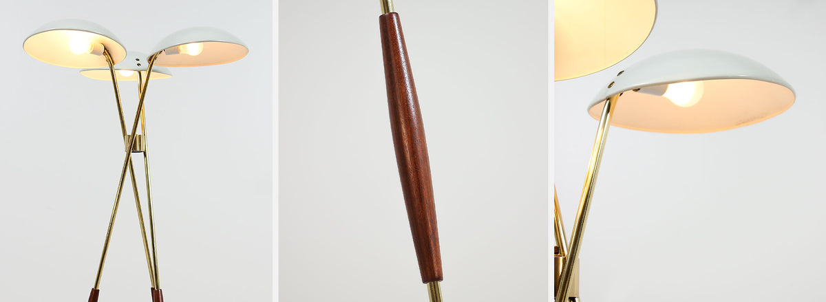 Gerald Thurston Brass Tripod Floor Lamp for Lightolier Co.