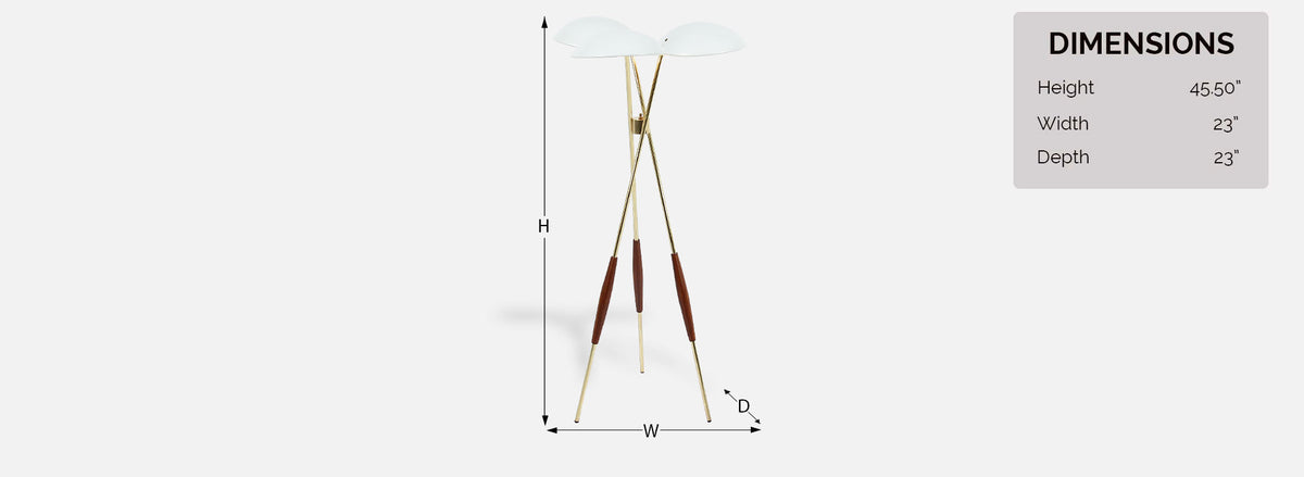 Gerald Thurston Brass Tripod Floor Lamp for Lightolier Co.