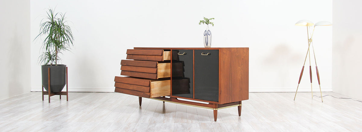 Mid-Century Lacquered & Walnut Dresser by Merton Gershun