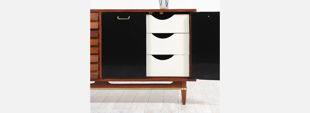 Mid-Century Lacquered & Walnut Dresser by Merton Gershun