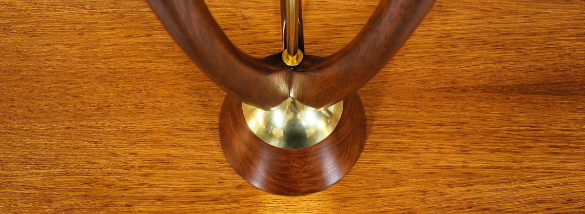 Mid-Century Modern Sculpted Walnut Table Lamp by Modeline 8