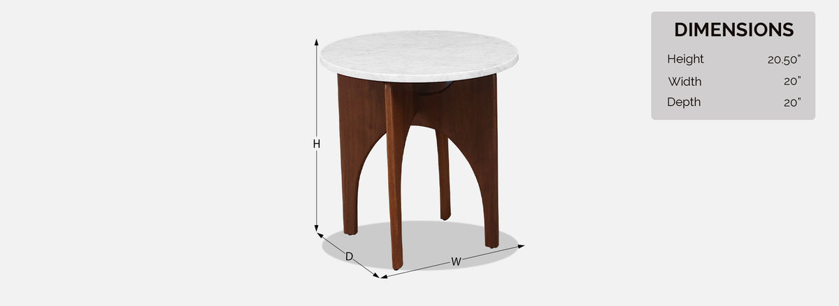 Mid-century Modern Side Tables with Carrara Marble Top