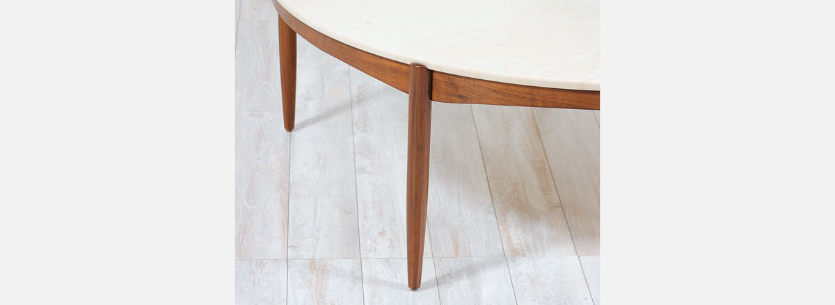 Folke Ohlsson Round Marble and Walnut Coffee Table for Dux