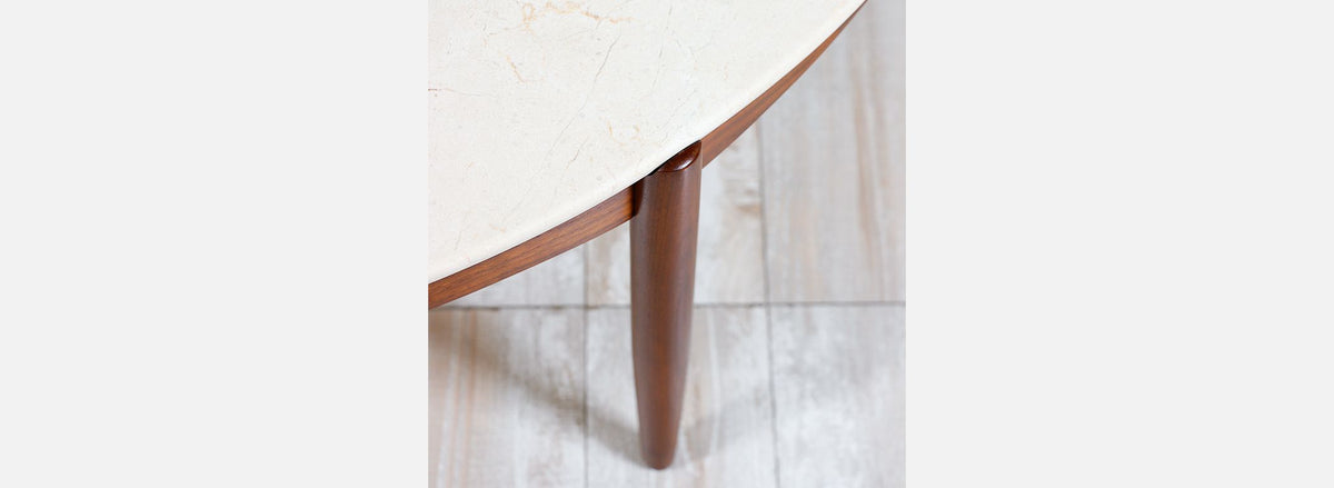 Folke Ohlsson Round Marble and Walnut Coffee Table for Dux
