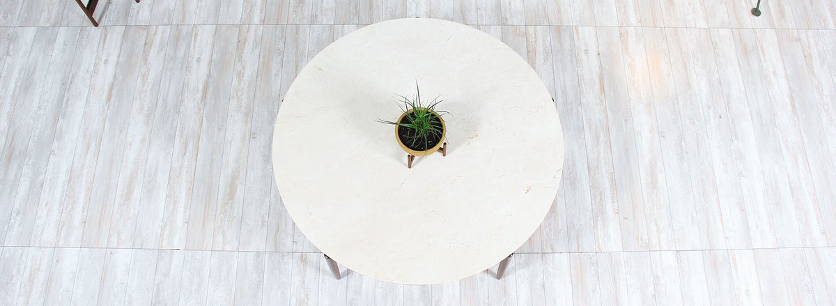 Folke Ohlsson Round Marble and Walnut Coffee Table for Dux