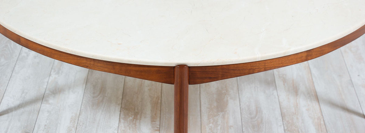 Folke Ohlsson Round Marble and Walnut Coffee Table for Dux