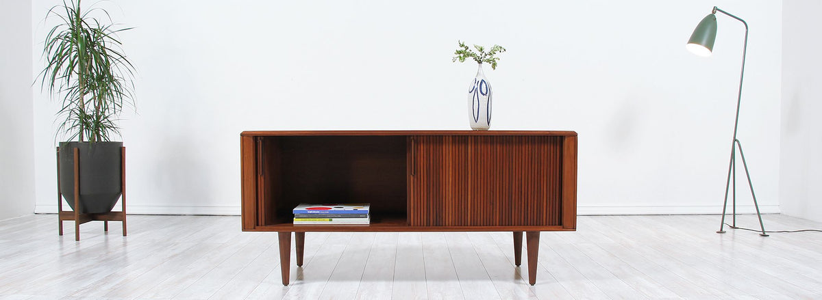Mid-Century Low Profile Tambour-Door Credenza by Barzilay 2