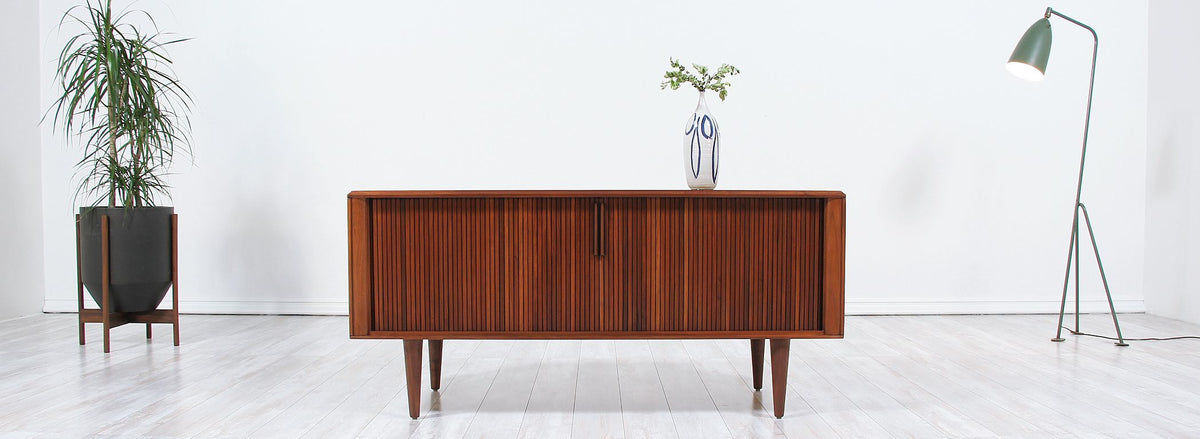 Mid-Century Low Profile Tambour-Door Credenza by Barzilay 2