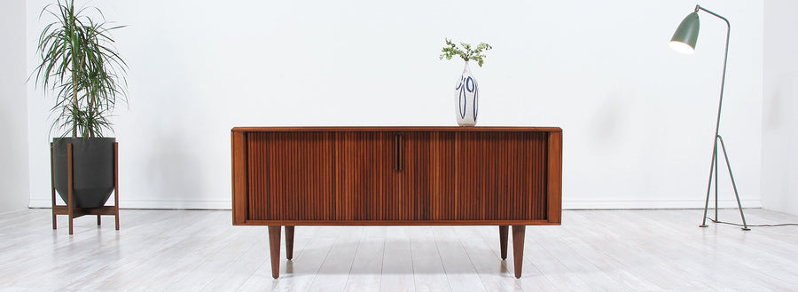 Mid-Century Low Profile Tambour-Door Credenza by Barzilay 2