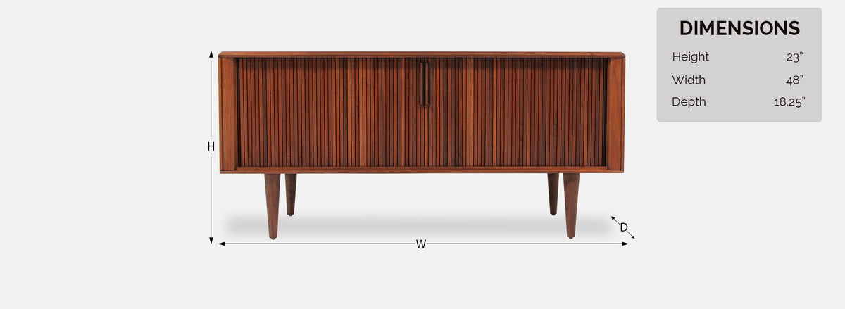 Mid-Century Low Profile Tambour-Door Credenza by Barzilay 2