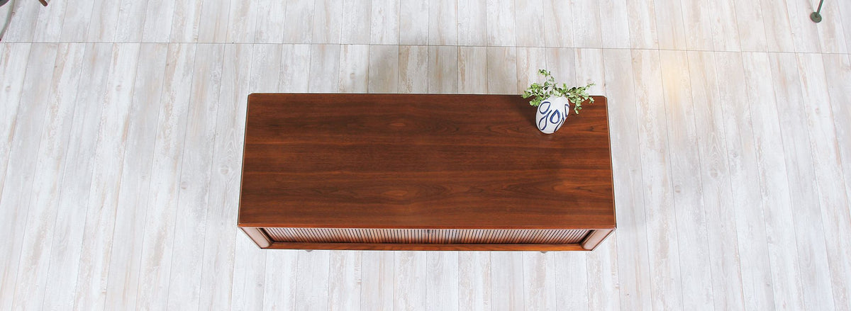 Mid-Century Low Profile Tambour-Door Credenza by Barzilay 2