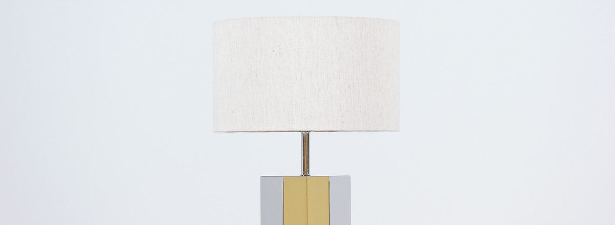 Mid-Century Modern Chrome & Brass Table Lamp