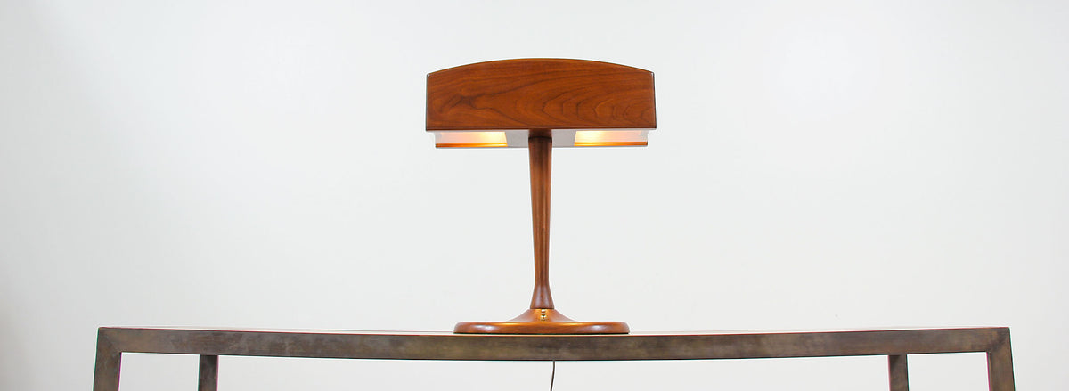 Mid-Century Modern Walnut Desk Lamp