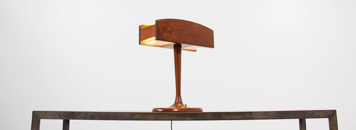 Mid-Century Modern Walnut Desk Lamp