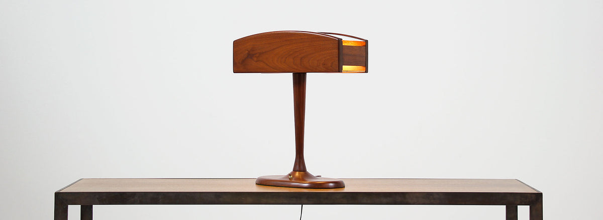 Mid-Century Modern Walnut Desk Lamp