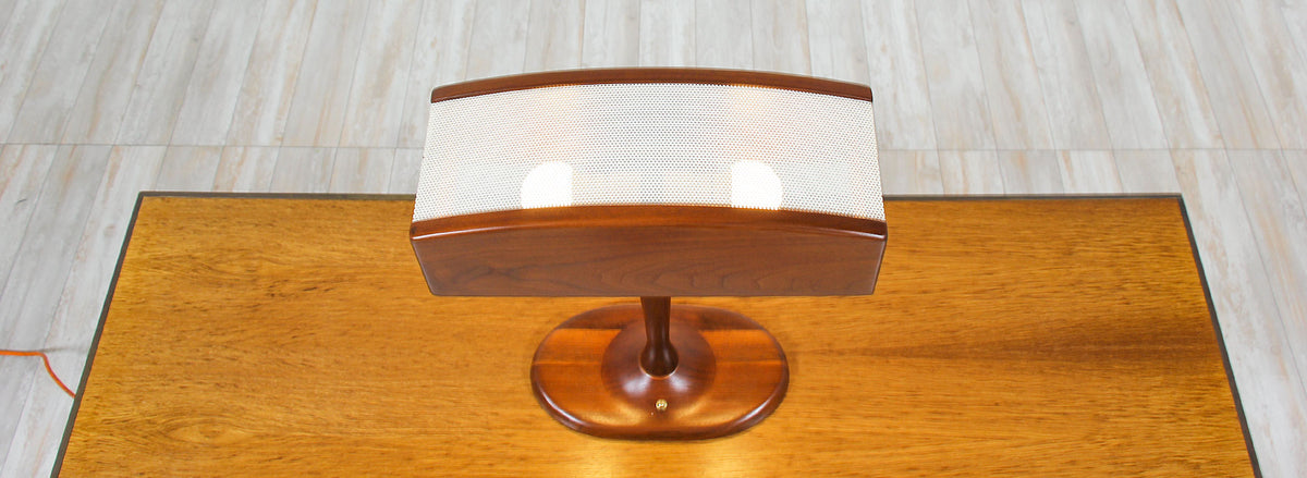 Mid-Century Modern Walnut Desk Lamp